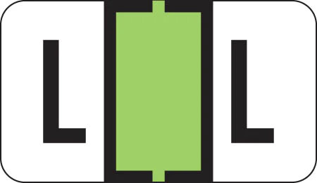 Traco Alphabetic Labels - TRAM Series (Rolls) - L - Lime & Black