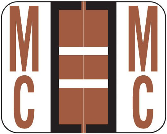 Smead Alphabetic Labels - BCCR Series (Rolls) "Mc"- Brown - 1" H x 1 1/4" W - 500/Roll