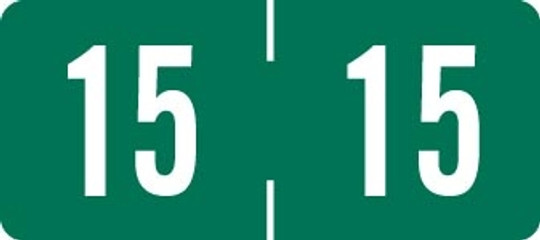 TAB Yearband Label (Rolls of 500) - 2015 - Dk. Green - TPYV Series - Vinyl