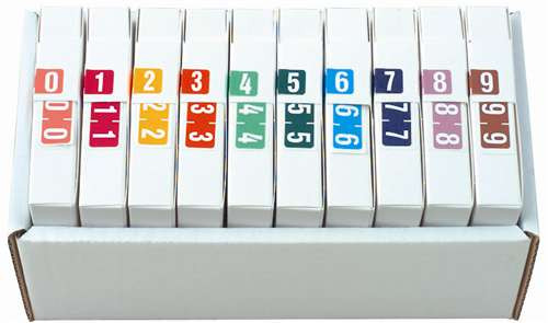 TAB Numeric Label  - TBVN Series (Rolls) - 0-9 Set with tray