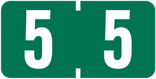 TAB Numeric Label  - TBVN Series (Rolls) - 5 - Dk. Green