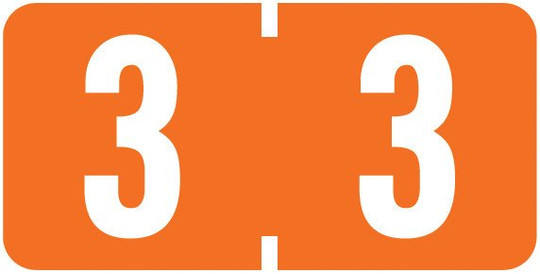 TAB Numeric Label  - TBVN Series (Rolls) - 3 - Dk. Orange