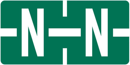 TAB Alphabetic Labels - TBAV Series (Rolls) N- Dk. Green