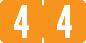 Smead ETSN Series Numeric Labels - Number '4' - Orange - 1/2" H x 1" W - 250/Pack (Sheets)