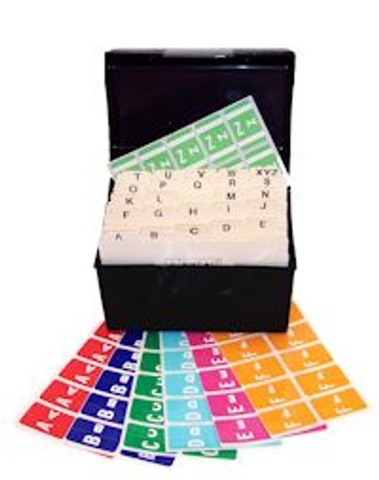 Smead Alphabetic Labels - Alpha-Z  - ACC/ACCS Match (Sheets) Desk Set Assorted Labels A-Z - Includes Black File Box and Indexes