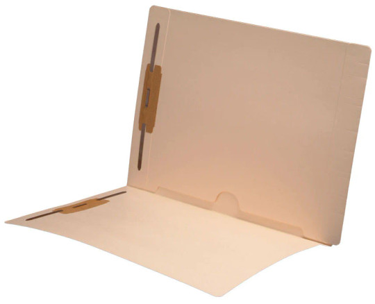 Full Back Pocket Open Bottom Manila Folder With Fastener In Positions 1 & 3 - 11 Pt. Manila - Full Cut End Tab - Letter Size - Fastener Close Up - FilingSupplies.com