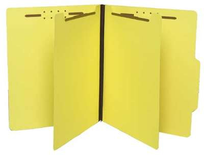 Classification Folder with 2 Dividers 2/5 Cut Right 1" Expansion - Letter Size - Yellow - 25/Box