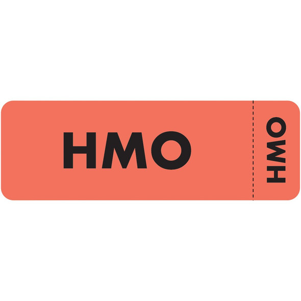 "HMO" Label - FL. Red - 3" x 1" - Box of 250