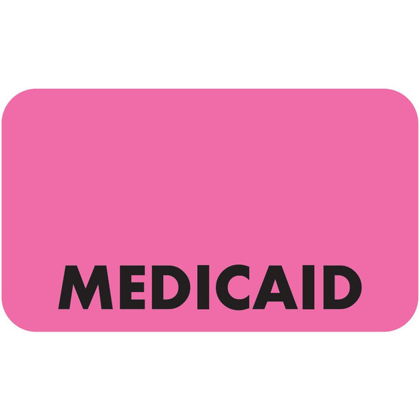 "Medicaid" Label - Fl. Pink - 1-1/2" x 7/8" - 250/Roll