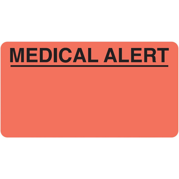 "Medical Alert" Label - Fl. Red - 3-1/4" x 1-3/4" - 250/Box