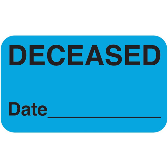 "Deceased" Label - Light Blue - 1-1/2" x 7/8" - 250/Box
