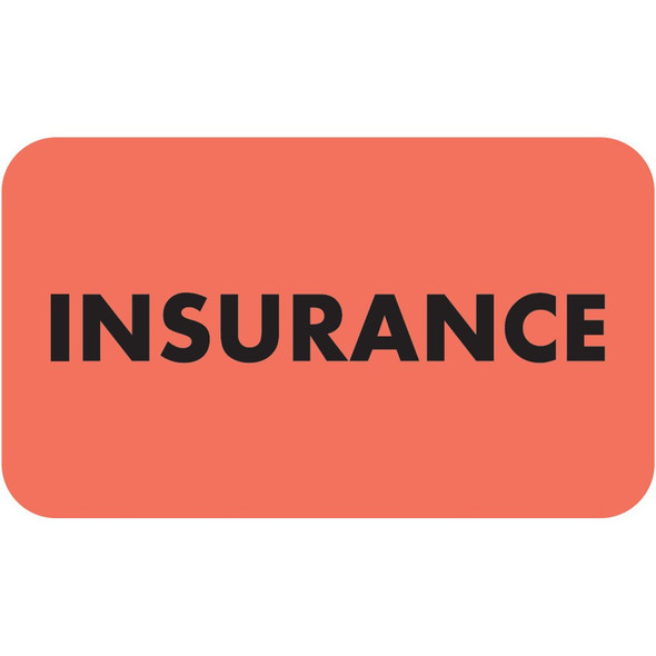 "Insurance" Label - Fl. Red - 1 1/2" x 7/8" - Box of 250