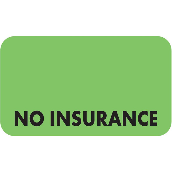 "No Insurance" Label - Fl. Green - 1 1/2" x 7/8" - Box of 250