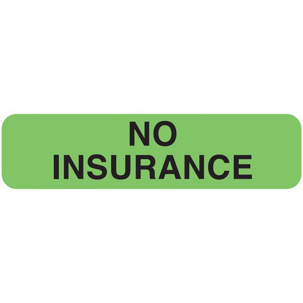 "No Insurance" Label - Fl. Green - 1 1/4" x 5/16" - Box of 500