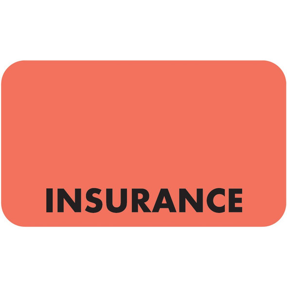 "Insurance" Label - 1-1/2" x 7/8" - Fl. Red - 250/Box