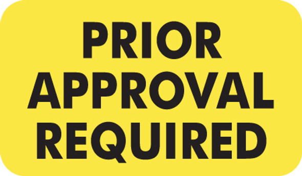 "Prior Approval Required" Label - Fl. Chartreuse - 1 1/2" x 7/8" - Box of 250