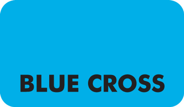"Blue Cross" Label - Light Blue - 1-1/2" x 7/8" - 250/Box