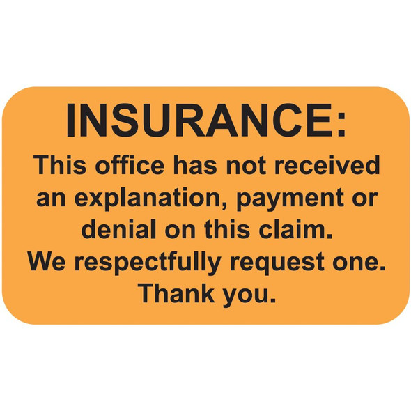 "Insurance"  Label 5 -  Fl. Orange - 1 1/2" x 7/8" - Box of 250