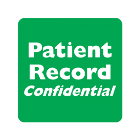 "Patient Record Confidential" Label - Green/White - 2" x 2" - Box of 500