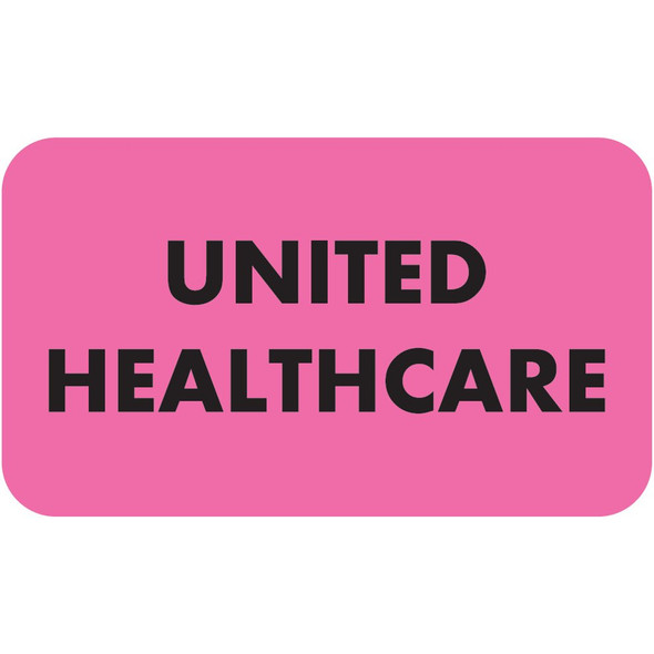 "United Healthcare" Insurance Label -  Fl. Pink - 1-1/2" x 7/8" - 250/Roll