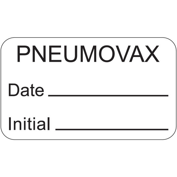 "Pneumovax" Label - White/Black - 1 1/2" x 7/8" - Box of 250