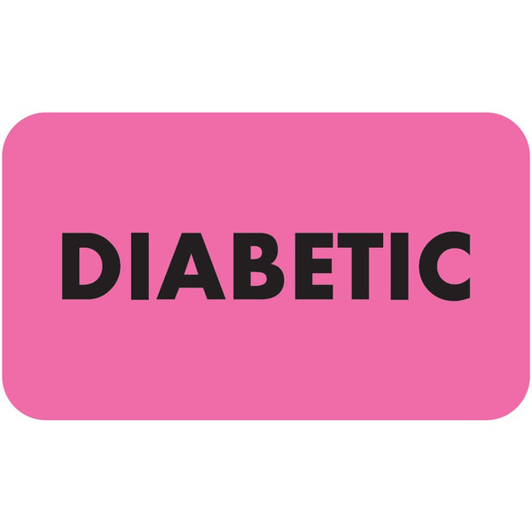 "Diabetic" Label - Fl. Pink - 1-1/2" x 7/8" - 250/Box