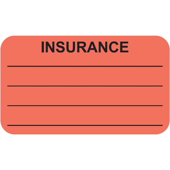 "Insurance Label" - Fl. Red - 1 1/2" x 7/8" - Box of 250