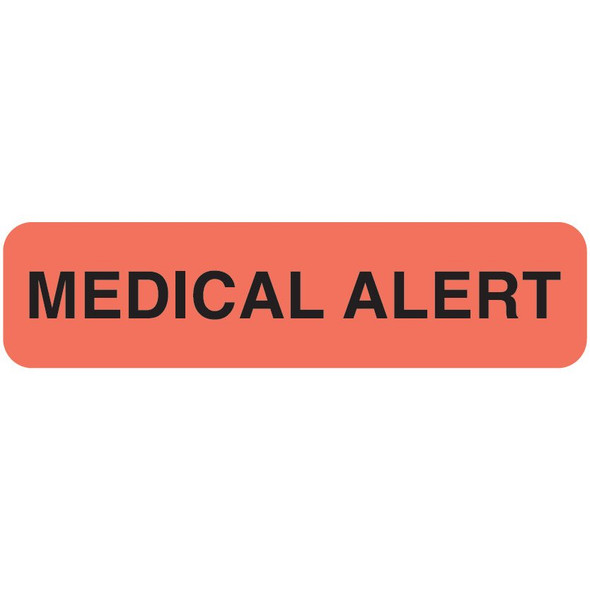 "Medical Alert" Label - Fl. Red - 1-1/4" x 5/16" - 500 Labels/Box