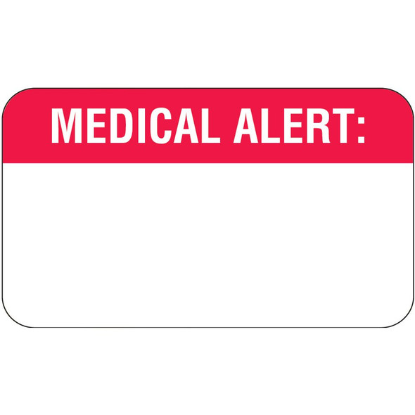 "Medical Alert:" Label - White/Red - 1-1/2" x 7/8" - 250 Labels/Box