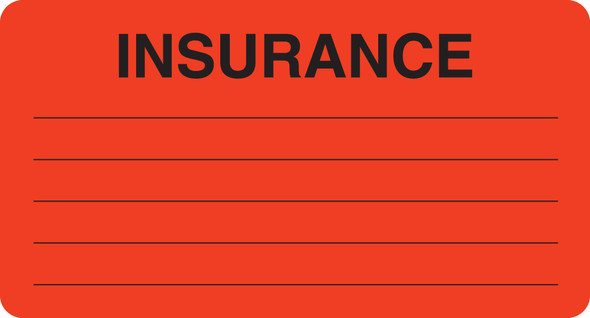 "Insurance" Label - Fl. Red - 3 1/4" x 1 3/4" - Box of 250