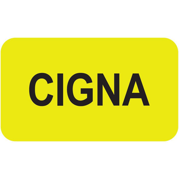 "Cigna" Insurance Label - Fl. Yellow - 1-1/2" x 7/8" - 250/Roll
