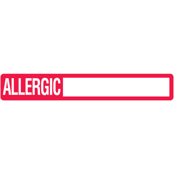 "Allergic" Label - 6-1/2" x 1" - White & Red - 100/Box