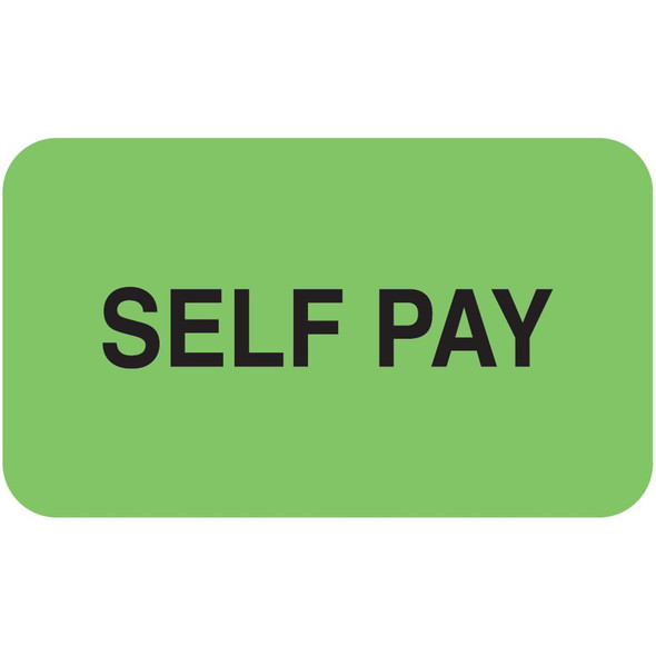 "Self Pay" Label - Fl. Green - 1 1/2" x 7/8" - Box of 250