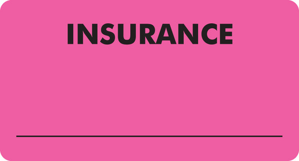 "Insurance" Label - Fl. Pink - 3 1/4" x 1 3/4" - Box of 250
