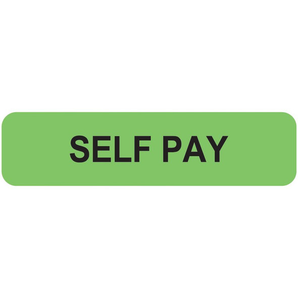 "Self Pay" Label - Fl. Green - 1 1/4" x 5/16" - Box of 500