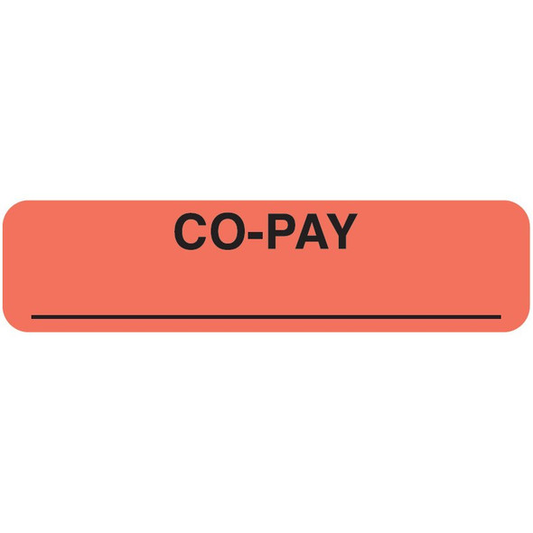 Co-Pay Label - Fl. Red - 1 1/4" x 5/16" - Box of 500