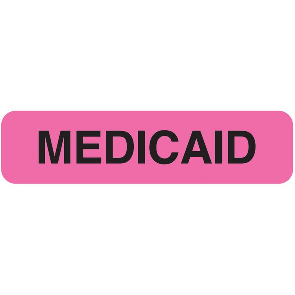 "Medicaid" Label - Fl. Pink - 1-1/4" x 5/16" - 500/Box