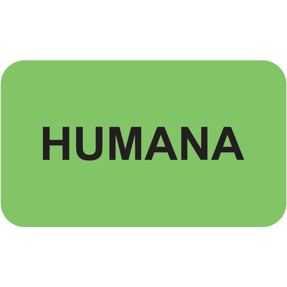"Humana" Insurance Label - Fl. Green - 1-1/2" x 7/8" - 250/Roll