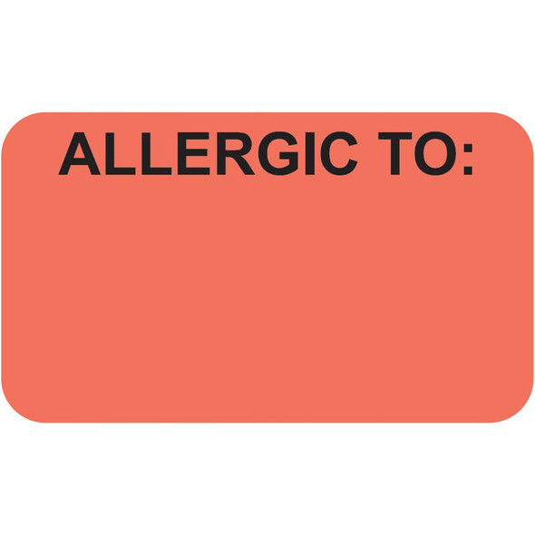 "Allergic To:" Label  - Fl. Red - 1-1/2" x 7/8" - 250/Roll