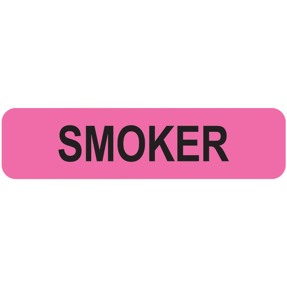 "Smoker" Label - Fl. Pink - 1-1/4" x 5/16" - 500/Roll