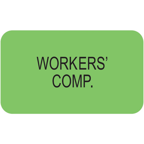 "Workers' Comp" Label - Fl. Green - 1 1/2" x 7/8" - Box of 250