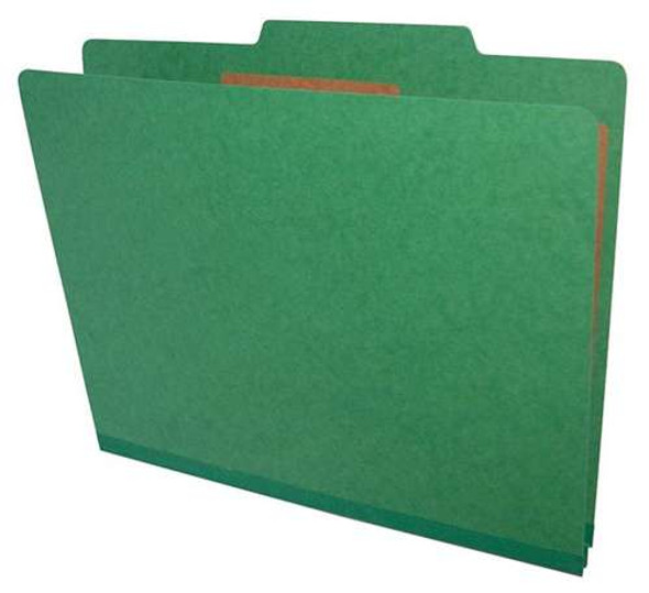 Top Tab Pressboard Folder w/ 1 Kraft divider - Letter Size - Box of 10 - Color = Moss Green - Tyvek 2 inch Expansion