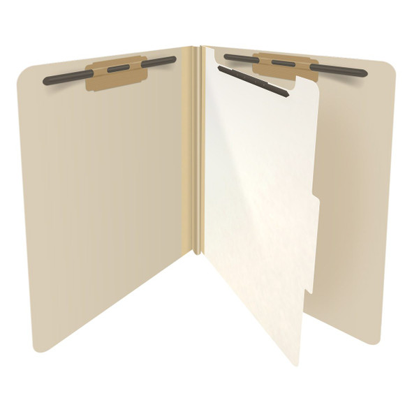 18 Pt. Manila End Tab Classification Folder - 1 divider with duo fasteners - 2" Gray Tyvek Expansion - Letter Size - Fasteners in Position 1 & 3 - 10/Box