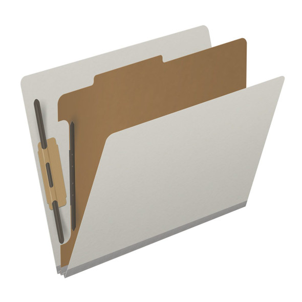 GREY Classification Folder One Divider - End Tab - Letter Size - 2" Grey Tyvek Expansion - Fasteners in Positions 1 & 3 and 1" Duo Fastener on Divider - 25Pt. Type III Pressboard -Box of 10