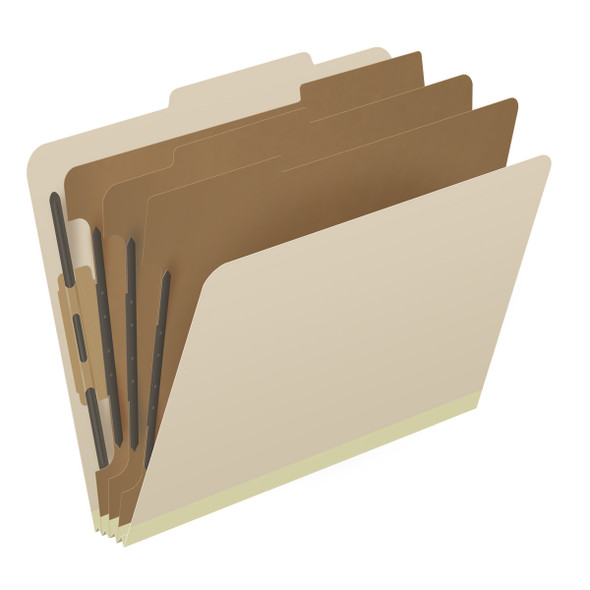 Top Tab Classification Folders w/ 3 Dividers & 8 Fasteners - Manila - Letter Size - 18 pt - 3" Expansion - 10/Box