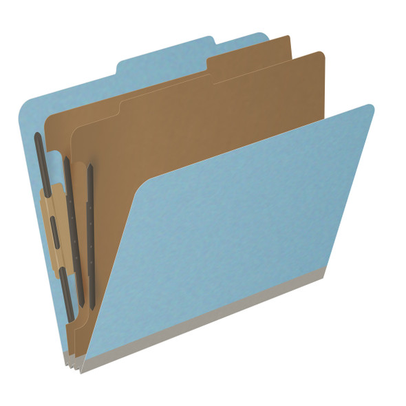 Top Tab Pressboard Folder w/ 2 Kraft dividers - Letter Size - Box of 10 - Color = Blue - Tyvek 2 inch Expansion