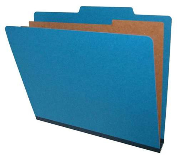 Top Tab Pressboard Folder w/ 2 Kraft dividers - Letter Size - Box of 10 - Color = Royal Blue - Tyvek 2 inch Expansion