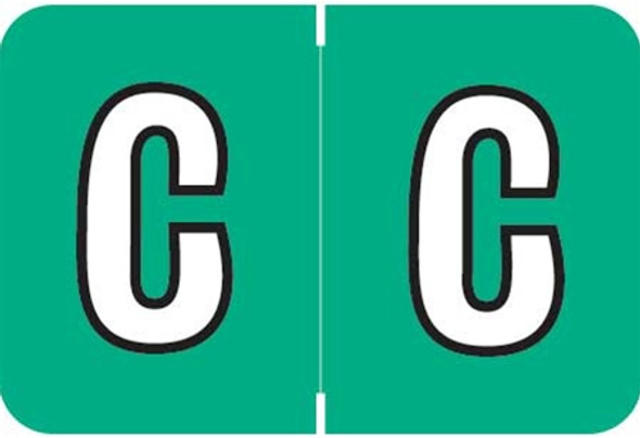 Colwell Jewel Alphabetic Labels - COAM Series (Rolls) - Letter "C"- Green - 1" H x 1 1/2" W - 500/Roll