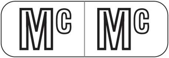 Barkley Systems Alphabetic Labels - BAAM Series (Rolls) Letter 'Mc' - White & Black - 1/2" H x 1-1/2" W - 500/Roll