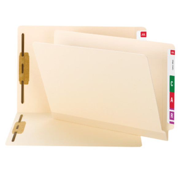 Smead Compatible End Tab File Folder w/ Fasteners in Positions 1 & 3 - 11 Pt. Manila - Letter Size - Reinforced Tab - 50/Box